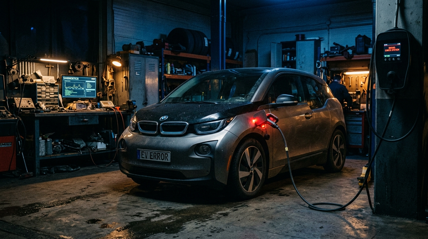 BMW i3 an der Ladesäule mit Ladeproblem