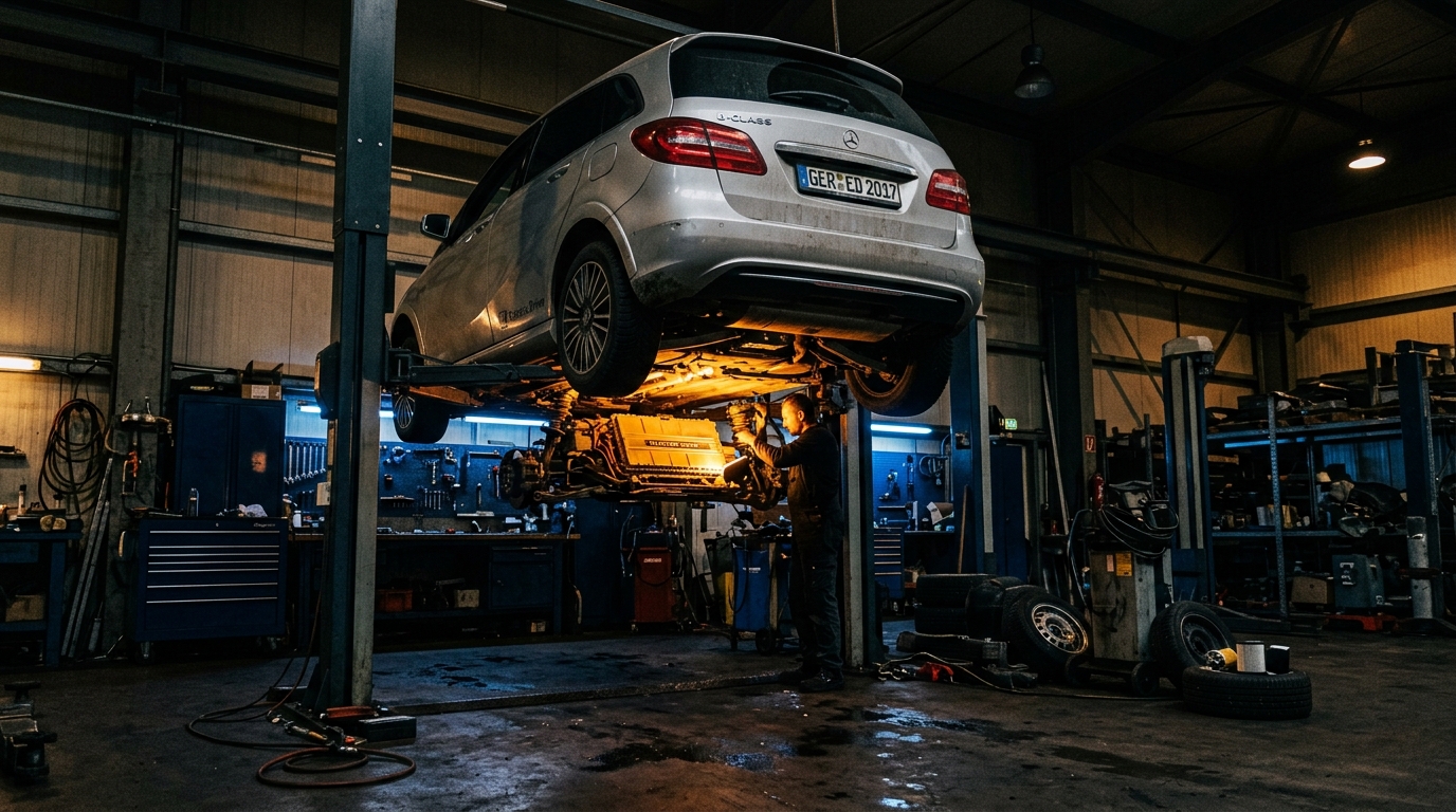 Mercedes B 250e in der Werkstatt